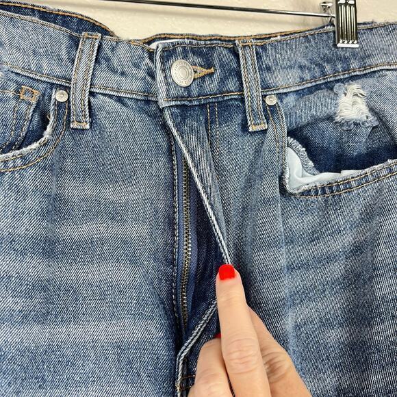 RSQ Jeans Womens 28 Distressed 90s High Waist Blue Denim Baggy Grunge Y2K Skater - Picture 3 of 8